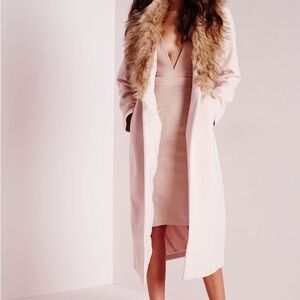 Missguided Coat with Faux Fur Collar
